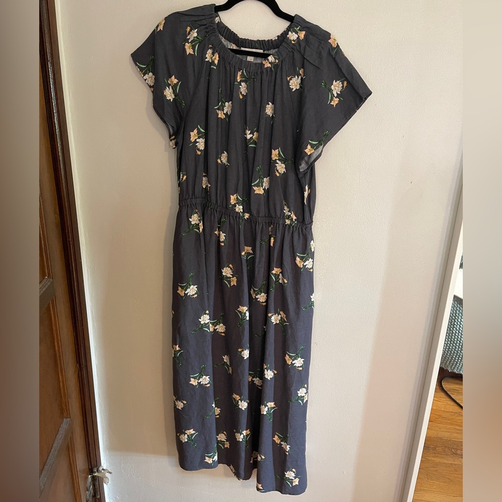 LOFT Dandelion linen midi dress size L